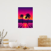 Retro 80s Sunset Grid Poster (Keuken)