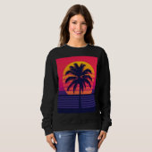 Retro 80s Sunset Palm Tree Synthwave Art Trui (Voorkant volledig)