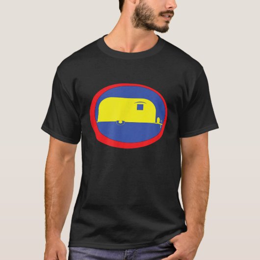 Retro 80s Surven stijl RV Camper Trailer T-shirt (Voorkant)