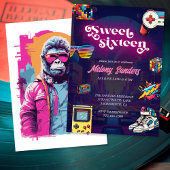Retro 80's Sweet 16 Verjaardagsfeest Kaart