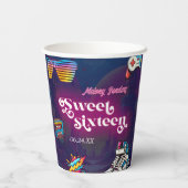 Retro 80's Sweet 16 Verjaardagsfeest Papieren Bekers (Achterkant)