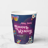 Retro 80's Sweet 16 Verjaardagsfeest Papieren Bekers (Voorkant)