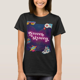 Retro 80's Sweet 16 Verjaardagsfeest T-shirt