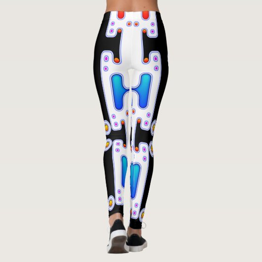 Retro 80s Synth Wave Robot Android Leggings (Achterkant)