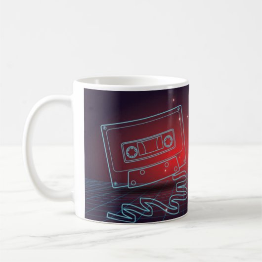 Retro 80s Synthwave Audio Cassette Tape Outrun Mok (Links)