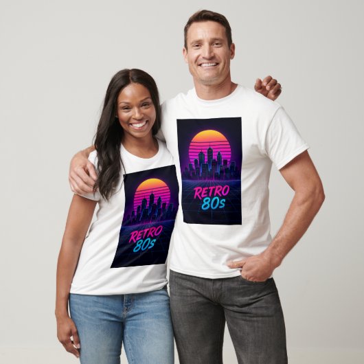 Retro 80s Synthwave City Skyline T-Shirt (Unisex)