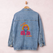 Retro 80s Synthwave Meisje "Te Cool Om Te Zorgen" Denim Jacket (Hangar)