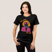 Retro 80s Synthwave Meisje "Te Cool Om Te Zorgen" Tri-Blend Shirt (Voorkant volledig)