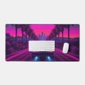 Retro 80s Synthwave Neon Auto Bureaumat & Muismat (Keyboard & Muis)