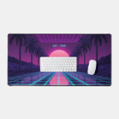Retro 80s Synthwave Neon Zonsondergang Bureaumat (Keyboard & Muis)