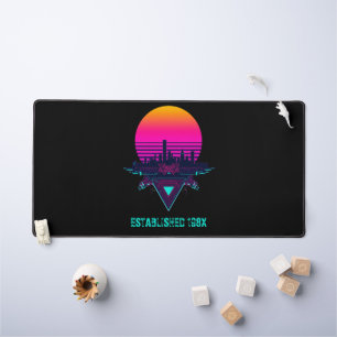 Retro 80s Synthwave Stad Neon Bureaumat