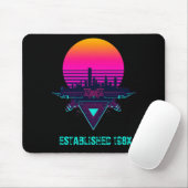 Retro 80s Synthwave Stad Neon Bureaumat Muismat (Met muis)