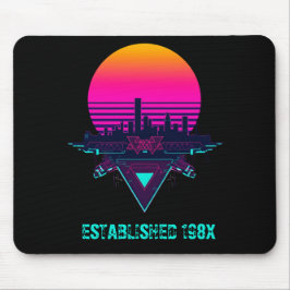 Retro 80s Synthwave Stad Neon Bureaumat Muismat