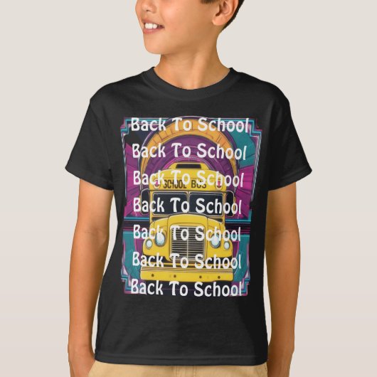 Retro 80s Synthwave Terug naar school Bus Kinderen T-shirt (Voorkant)