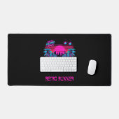Retro 80s Synthwave Vaporwave Neon Grid Landschap Bureaumat (Keyboard & Muis)