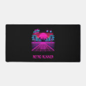 Retro 80s Synthwave Vaporwave Neon Grid Landschap Bureaumat (Voorkant)
