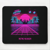 Retro 80s Synthwave Vaporwave Neon Grid Landschap Muismat (Voorkant)