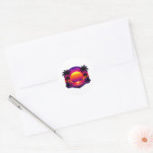 Retro 80s Synthwave Zonsondergang Palmboom Sticker (Envelop)