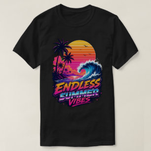 Retro 80s Synthwave Zonsondergang Surf T-shirt