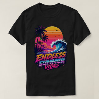 Retro 80s Synthwave Zonsondergang Surf T-shirt