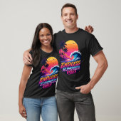 Retro 80s Synthwave Zonsondergang Surf T-shirt (Unisex)