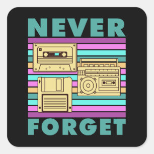 Retro 80s technologie diskette Boom Box Gen X Vierkante Sticker
