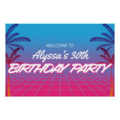 Retro 80s thema neon roze blauwe verjaardagsfeest  perfect poster (Voorkant)