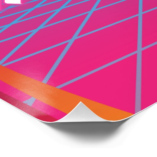 Retro 80s thema neon roze blauwe verjaardagsfeest  perfect poster (Hoek)