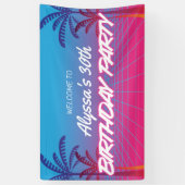 Retro 80s Theme Neon Roze Blauw Verjaardagsfeest Spandoek (Verticaal)