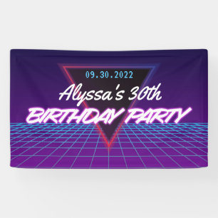 Retro 80's Théon Paars Pink Birthday Party Spandoek
