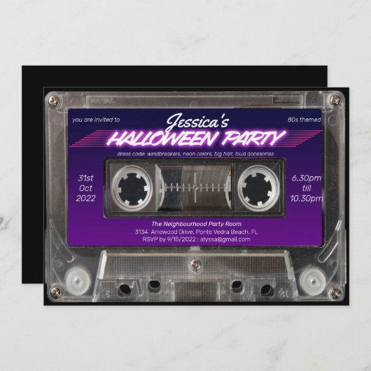 Retro 80s Thereed Cassette Mixtape Halloween Party Kaart (Voorkant / Achterkant)