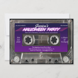 Retro 80s Thereed Cassette Mixtape Halloween Party Kaart