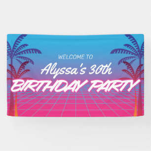 Retro 80s Thleon Pink Blue Birthday Party Spandoek