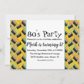 Retro 80s Throw Back Party Theme Invitation Kaart (Voorkant)