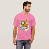 Retro 80's Tiger Illustration Burnout T-Shirt (Voorkant volledig)