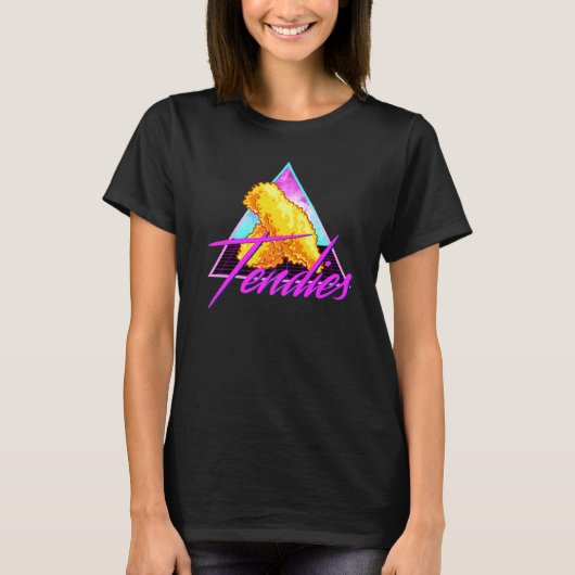 Retro 80s Vaporwave Chicken Tendies Meme T-shirt (Voorkant)