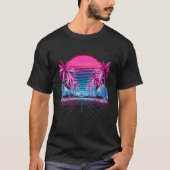Retro 80s Vaporwave Esthetische Palmbomen Sunset 9 T-shirt (Voorkant)