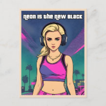 Retro 80s Vaporwave Lo-Fi Neon Nostalgie Meisje