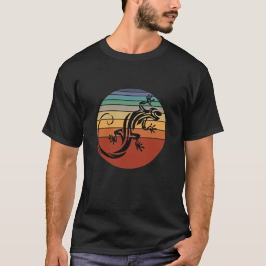 Retro 80s Vaporwave Tropische Schattigee hagedis T-shirt (Voorkant)
