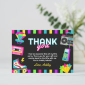 Retro 80's verjaardagsfeestje - Bedankt Card (Staand voorkant)