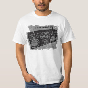 RETRO 80'S VERSLEETEN BOOMBOX-PRINT. T-SHIRT
