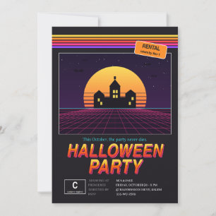 Retro 80s VHS Horrorfilm Halloweenfeest Kaart