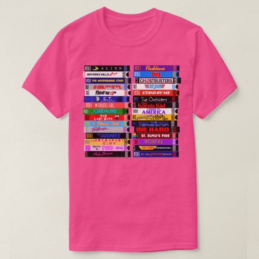 Retro 80s VHS Stacks Lange Mouw TShirt (Design voorkant)