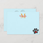 Retro 80s Video Game 8 Bit Art Dog Paw Custom Notitiekaartje (Voorkant / Achterkant)