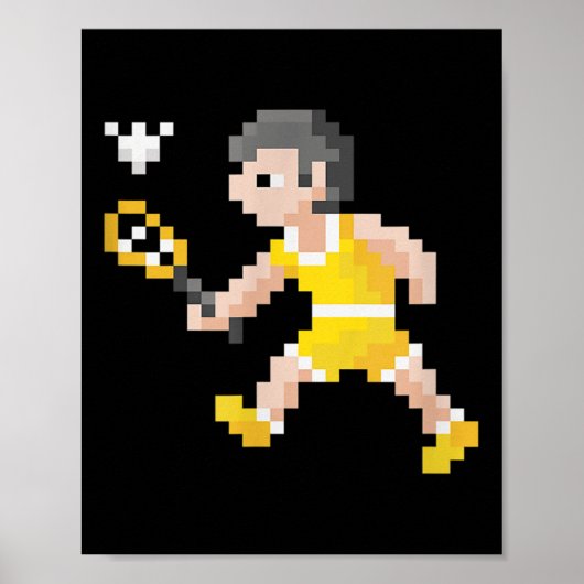 Retro 80s Video Game Pixel Art Badminton Player  Poster (Voorkant)