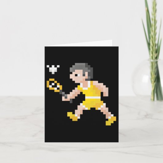 Retro 80s videogame Pixel Art Badminton Player Kaart (Voorkant)