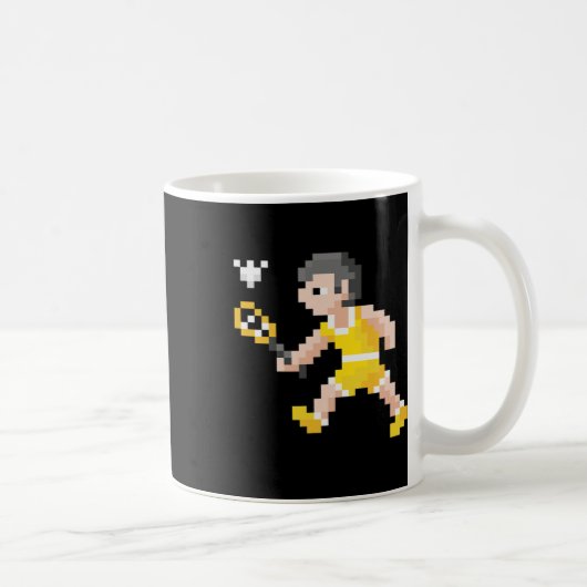Retro 80s videogame Pixel Art Badminton Player Koffiemok (Rechts)