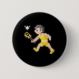 Retro 80s videogame Pixel Art Badminton Player Ronde Button 5,7 Cm