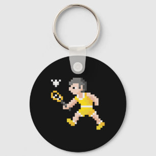 Retro 80s videogame Pixel Art Badminton Player Sleutelhanger