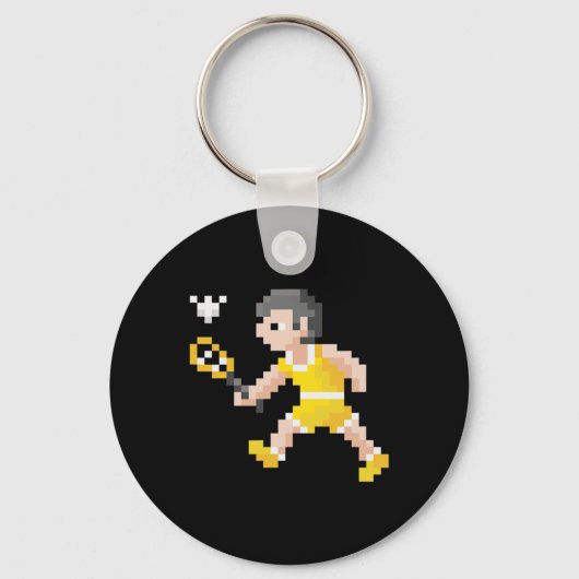 Retro 80s videogame Pixel Art Badminton Player Sleutelhanger (Voorkant)
